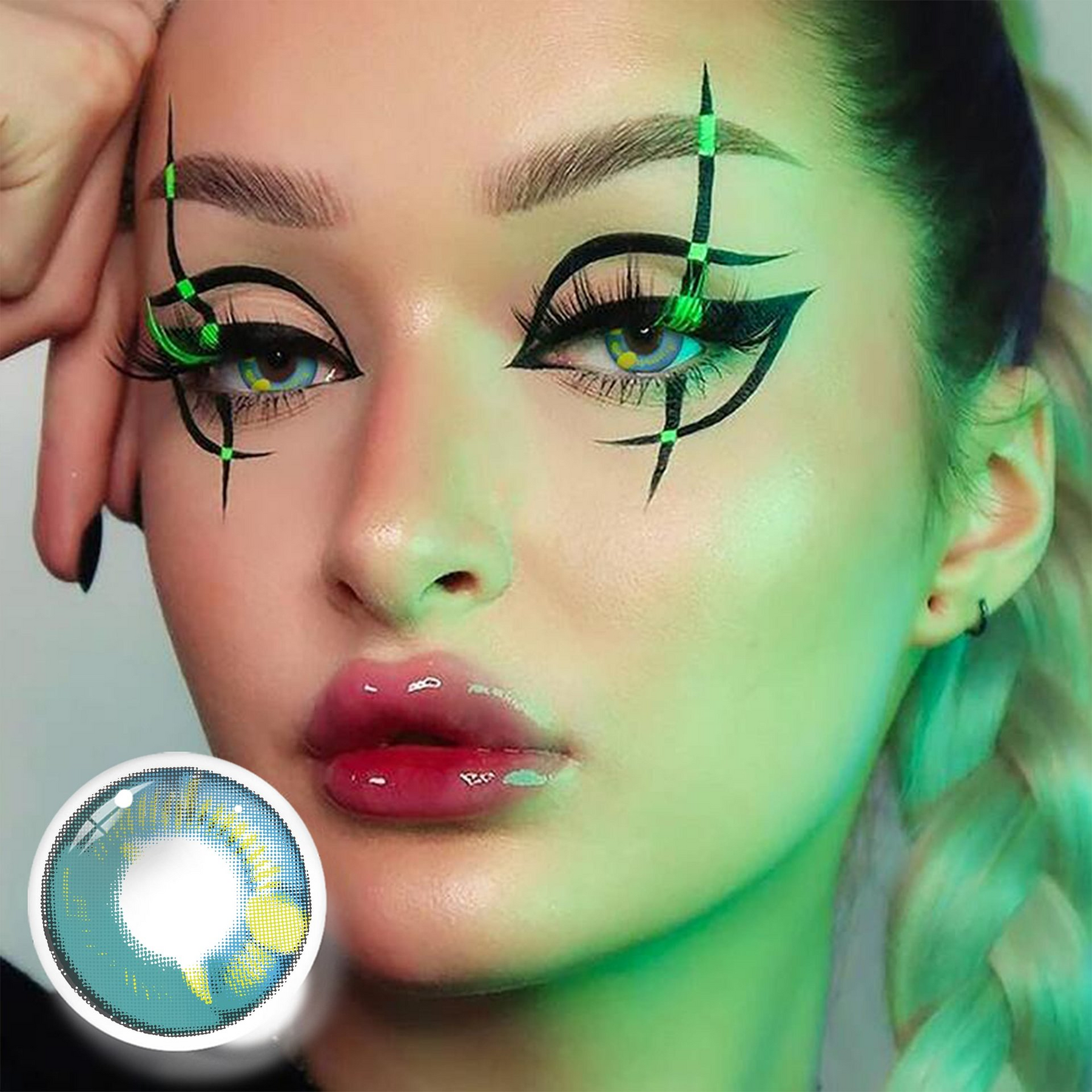 Cosplay Anime Green Prescription Colored Contact Lenses