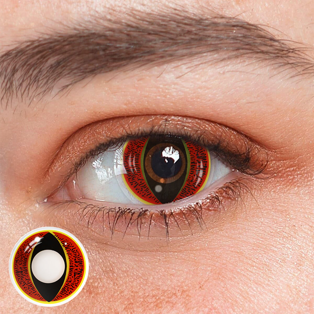 Cosplay Cat Eye Leopard Red Colored Contact Lenses