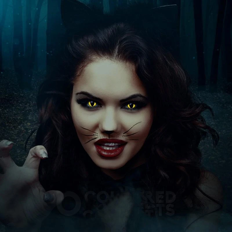 Halloween cat eye yellow Prescription Colored Contact Lenses