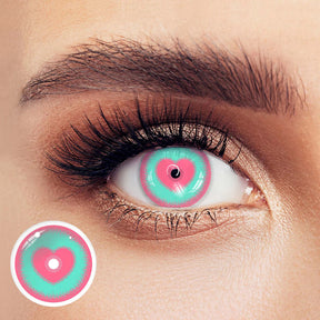 Cosplay Pink love Green Colored Contact Lenses